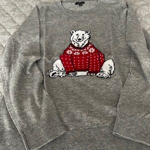 Talbots polar bear sweater with half zip at the collar